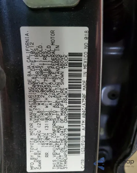 2013 Toyota Tacoma Double Cab Long Bed z USA, uszkodzony, nr VIN 3TMMU4FN7DM052275